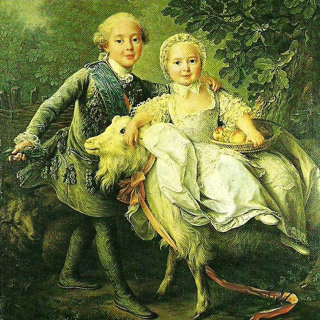 Francois-Hubert Drouais charles de france and his sister marie- adelaide oil painting image